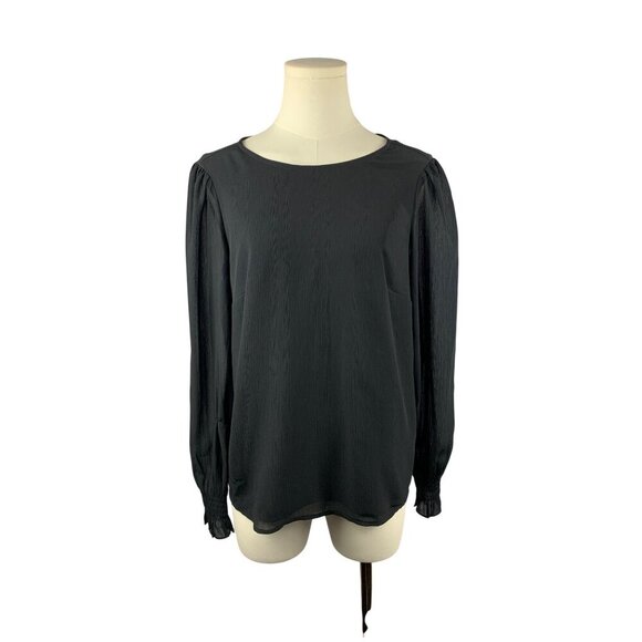 J.Crew Womens Black Long Sleeve Blouse XS Polyester & Recycled Polyester - Picture 1 of 7